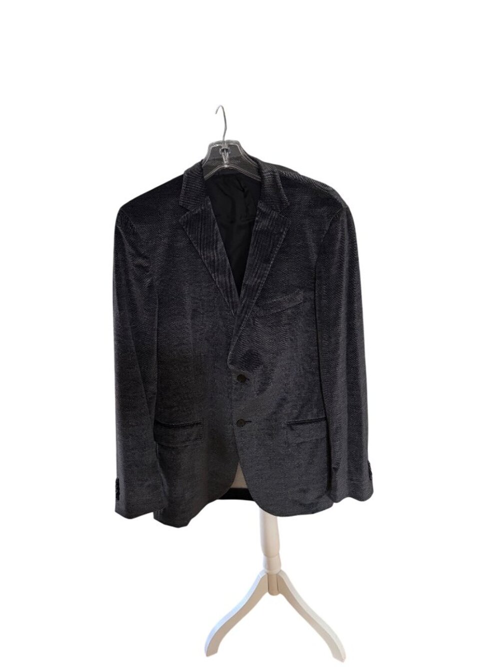 Z Zegna Gray Velvet Blazer Jacket 48R Cotton Blend Two-Button Mens Classic Fit